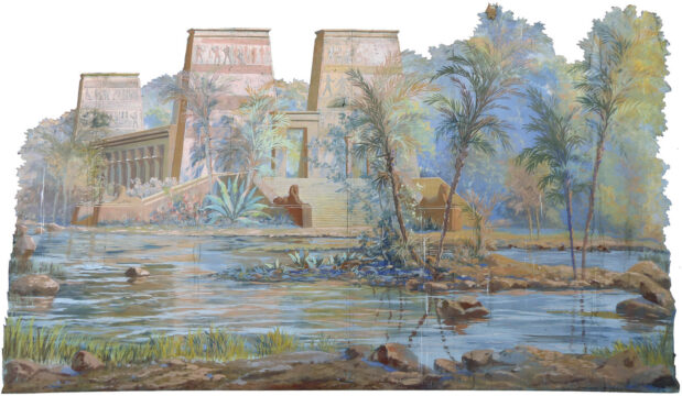 Aïda-acte-III-le-bord-du-nil-près-dun-temple-dIsis-oasis-et-temple-H.-450-x-l.-730-cm