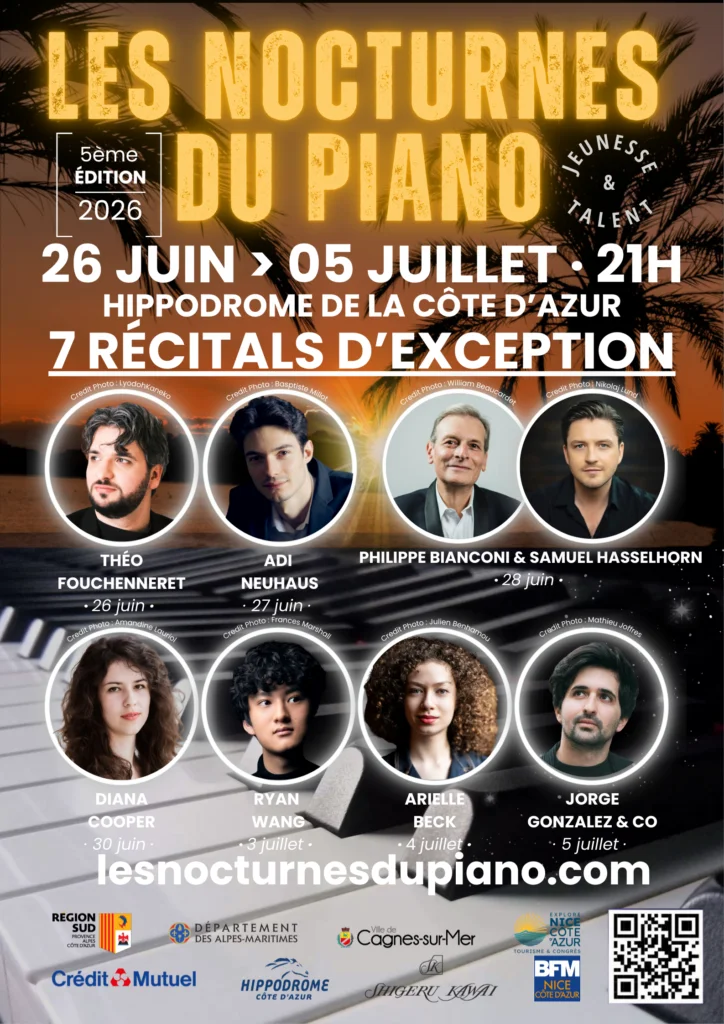 Les Nocturnes du Piano 2026 à Cagnes-sur-Mer du 26 juin au 5 juillet 2026 : une 5e édition sous le signe de l'excellence. 2 2026 Affiche A3 Les Nocturnes du Piano 724x1024 1