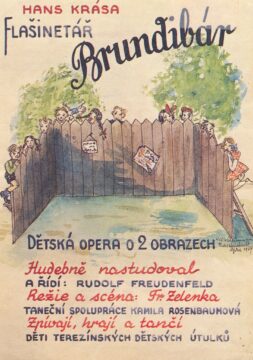a poster for Brundibar at Terezin, in watercolor by an unknown artist